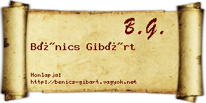 Bénics Gibárt névjegykártya